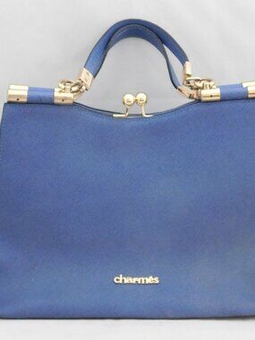 Blue Charmes Satchel With Kisslock Opening